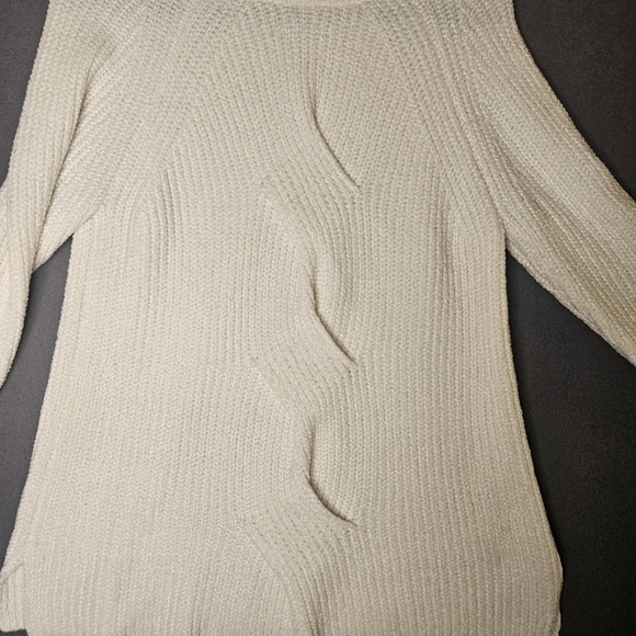 0018 J Jill Soft Chenille Knot Design Sweater Warm Cozy White Cream Ivory Small - Picture 2 of 12
